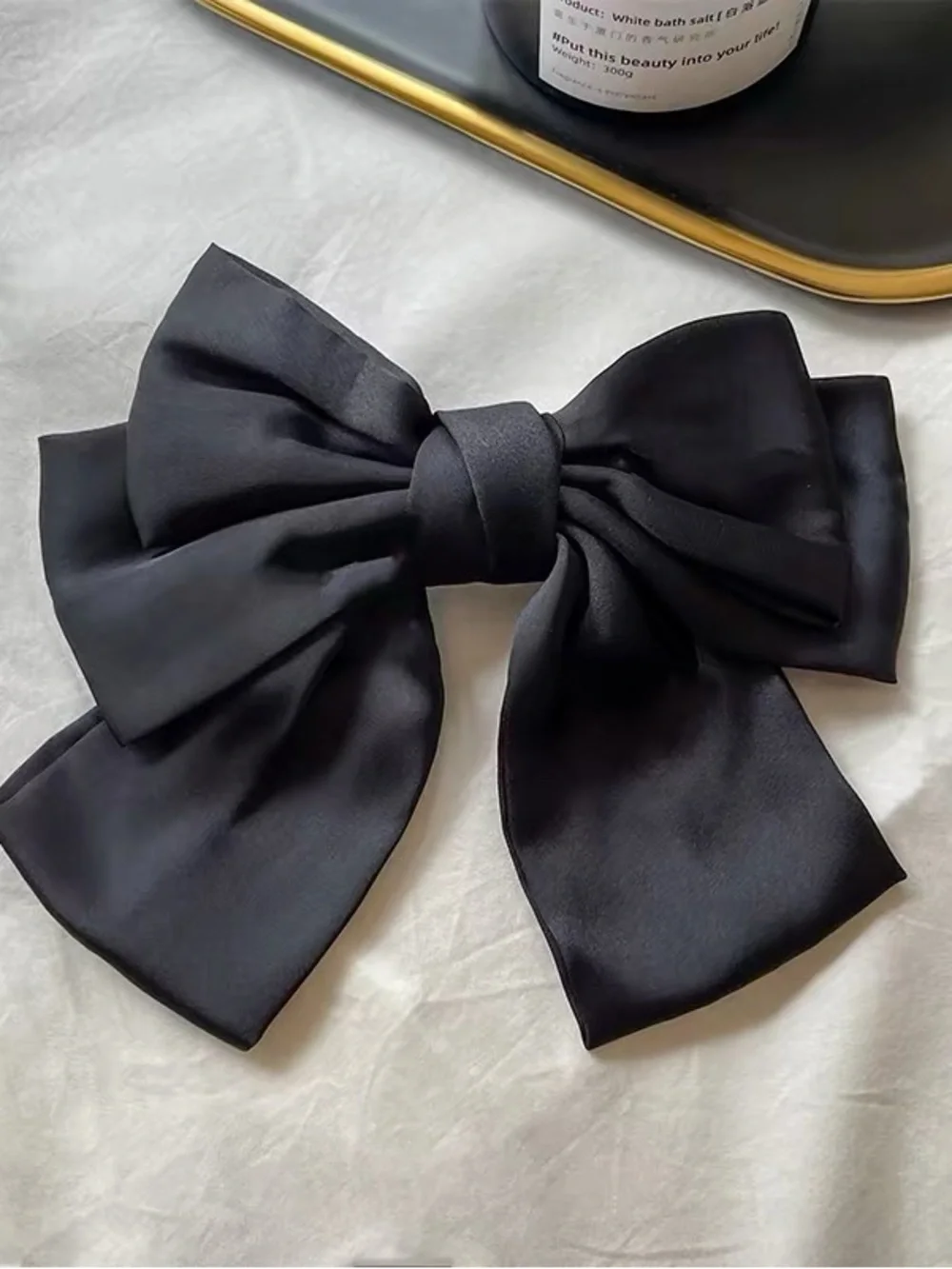 Vintage Black Satin Bow Hair Accessory